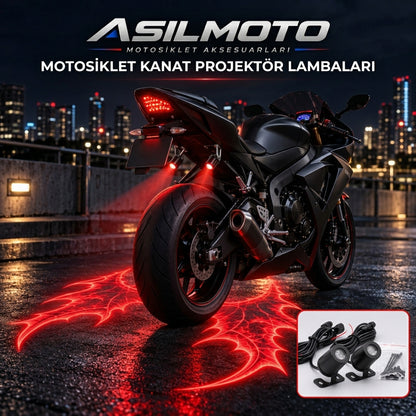 ASİLMOTO® LED Işıklı Melek Kanadı Projektör Seti
