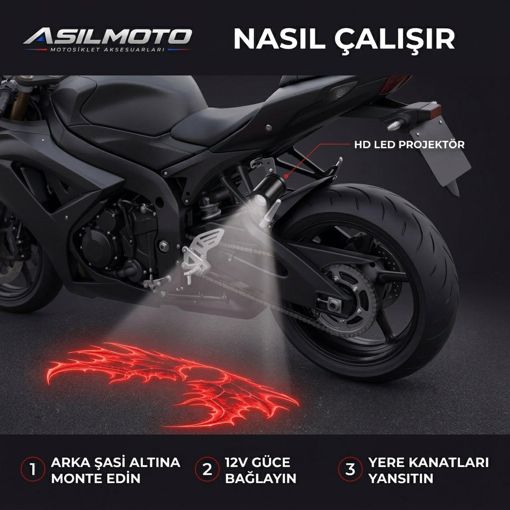 ASİLMOTO® LED Işıklı Melek Kanadı Projektör Seti
